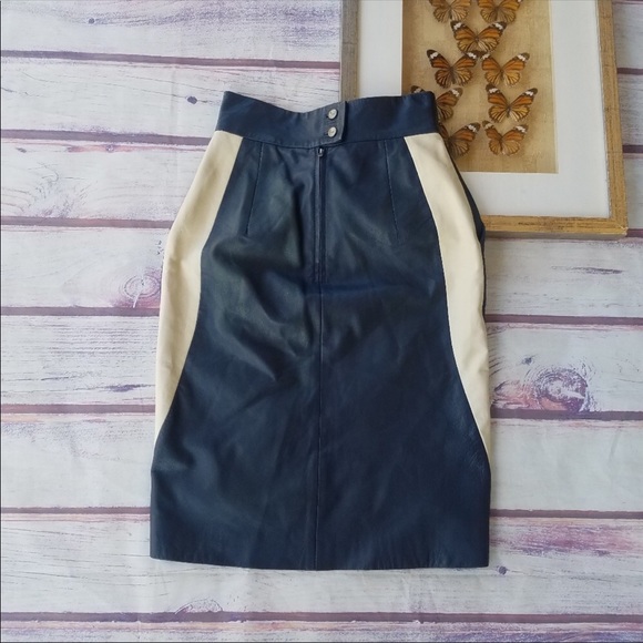 Preen Line Navy Quilted Leather High Waist Skirt - Picture 5 of 8